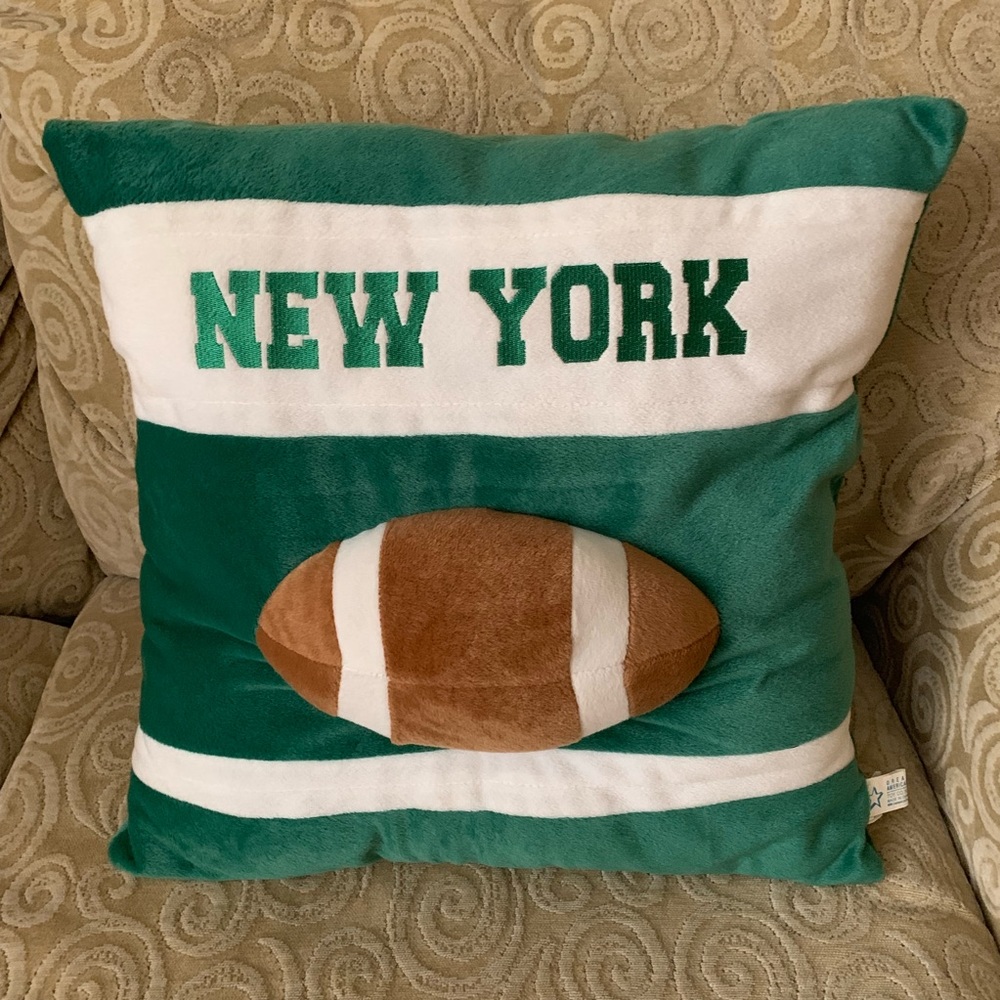 New York Football Plush Pillow 16”x16”